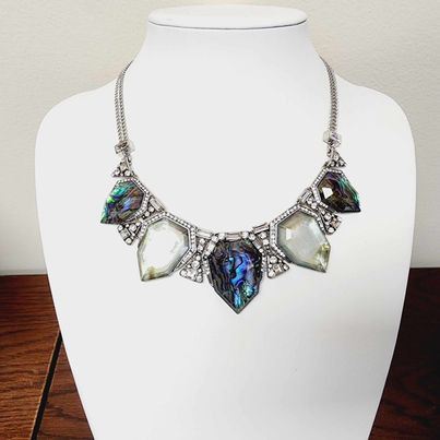01 Stunning Northern Lights Chloe Isabel Abalone and Blue Mother Of Pearl In Rhodium Necklace