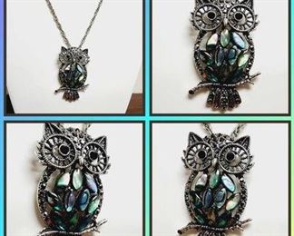 06 Hoot Hoot Amazing Detailed Abalone Owl Necklace Detail is Amazing