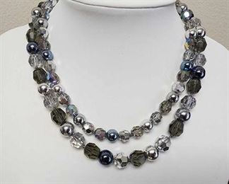 Faceted Glass Beaded Double Strand Necklace