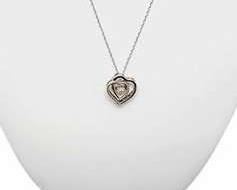 Floating Diamond Heart Sterling SIlver Necklace