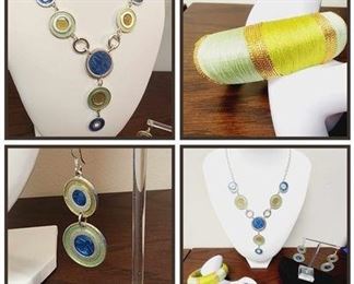 Halo Circles Necklace with Earrings Beautiful Bracelet