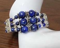 Lapis Lazuli Silver Beaded Bracelet