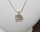 Mom Heart Pendant with Necklace Sterling Silver