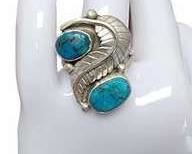 Navajo Silver Double Turquoise Ring BEAUTIFUL
