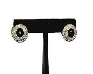 Onyx Sterling Silver Clip On Earrings