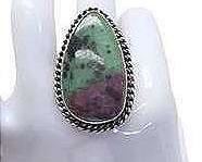 Ruby Zoisite Tear Drop Sterling SIlver Ring