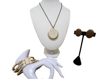 Scrolled Medallion Locket Pill Holder Bracelet  Earrings