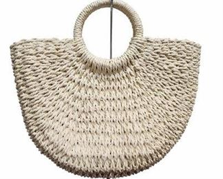 Woven Straw Handbag with Interior Pocket VIntage