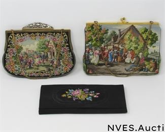 Needle point antique purses
