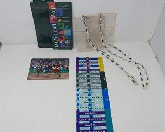 Official Olympic Sponsor Swag bag full of Olympic 1996 Memorabilia and pins