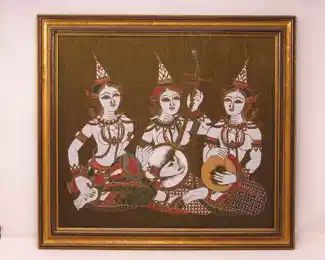 framed silk art