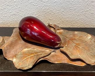 French Lesson 5 Aubergine Eggplant Bronze 1 Of 15 '98 By Darlis Lamb On Black Marble Base