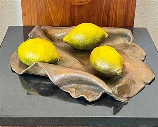 French Lesson 1 Three Lemons With A Cloth Bronze 7 Of 15 By Darlis Lamb On Black Base 7 Of 15