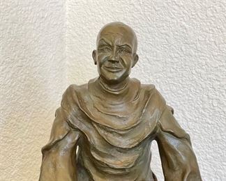 Sitting Monk Bronze 2 Of 14 By Darlis Lamb On Wood Base