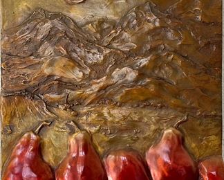 The View Mountain And Pear Bronze Wall Plaque 3 Of 100 By Darlis Lamb