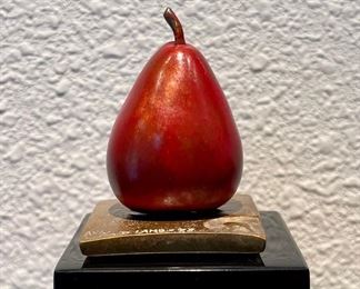 Perfect Little Red Pear Bronze 6 Of 10 By Darlis Lamb On Black Marble Base
