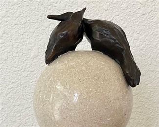 Quiet Time Bronze 16 Of 35 On Marble Ball And Base By Darlis Lamb (as Is)