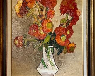 Darlis Lamb Original Floral Oil Painting In Custom Frame