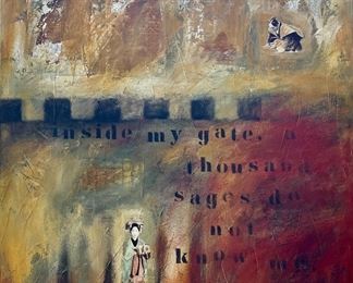 Original Amy Guion Clay 2001 Outside My Gate Mix Media Wall Art Signed