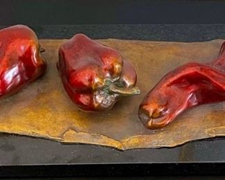 French Lesson 18 Chili Festival Bronze 1 Of 15 By Darlis Lamb On Black Marble Base