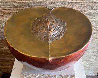 Large Half Plum Bronze 2 Of 20 By Darlis Lamb With Sandstone Base And White Wood Stand