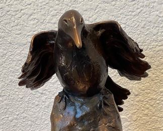 Donatello Crow Bronze By Darlis Lamb On Black Marble Base 16 Of 50