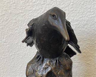 Valentino Crow Bronze By Darlis Lamb On Black Marble Base 4 Of 15