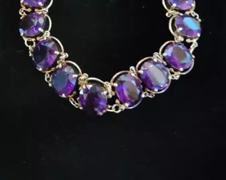 Gold handmade bracelet with  Brazilian  amethyst.