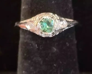 Turn of the century Tourmaline filagree  ring