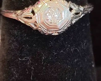 Filagree Belle Epoque period diamond ring.