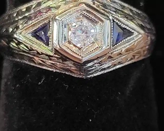 Art Deco period diamond and sapphire ring