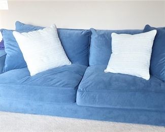 SCHNEIDERMAN'S / MATTHEW SOFA - LOVESEAT - OVERSIZE CHAIR & OTTOMAN / BABY VELOUR JEAN FABRIC PURCHASED 1/2022