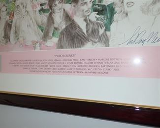 LEROY NEIMAN POSTER Polo Lounge Hollywood Elite Vintage Movie Stars Celebrities