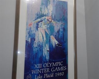 LeRoy Neiman OLYMPIC SKATER Framed Lake Placid 1980 XII Olympics