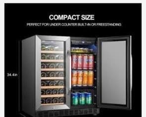 NEW IN BOX NEVER OPENED LANBO 30" 33-BOTTLE 70 CAN COMBO WINE & BEVERAGE REFRIGERATOR
LANBO BEVERAGE / WINE FRIG COOLER MODEL LW3370B LW66D