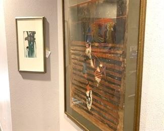 Johnny Friedlander intaglio print, framed Japanese print