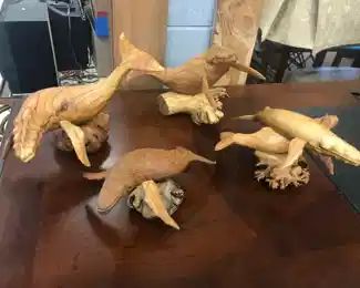 Wood Carved Whales