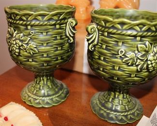 Green basket weave vase goblet