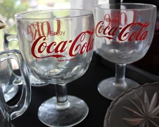 coca-cola vintage glasses goblets