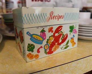 vintage recipes box ohio art metal kitchen lobster salad