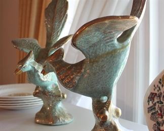 hand painted ceramic bird statues decor