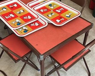 vintage children metal small table and chairs