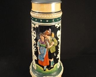 Large Vintage German Beer Stein - Im Wald steht ein Baumchen das bluhtz ganse Jahr.
