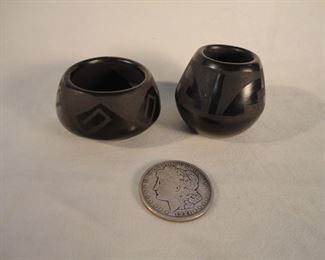 Lot of 2 Black Polished Vessels from San Ildefonso Pueblo, New Mexico 
