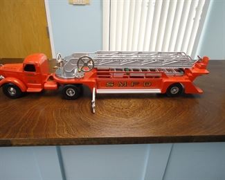 Vintage 1950's  Smith Miller USA SMFD No.3 Mack Hook & Ladder Fire Truck
