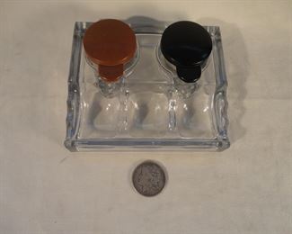 Antique Glass Inkwell - Gem by C & D MFG CO. New York.
