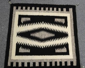 Vintage Navajo 40 x 40 Handmade Black, White and Grey Rug