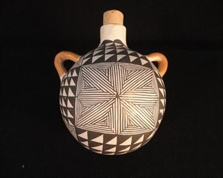 Vintage Artist Signed Acoma Pueblo Indian Pottery Canteen