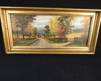 Antique 19th Century Oil on Board Landscape Painting Signed M.W.F. (Mary Winifred Freeman?)