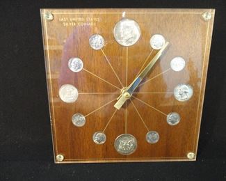 1964 Last United States Silver Coinage Clock Marion Kay Summers Model 72 Walnut